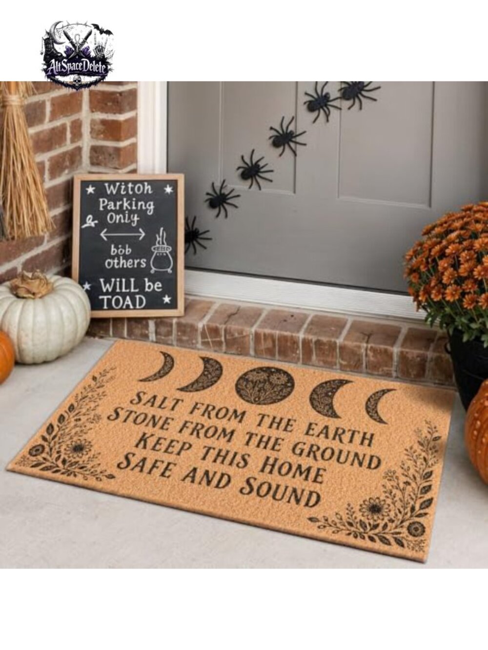 Witchy Halloween Gothic Blessing Doormat 17x29.5 Synthetic Coir Non-Slip